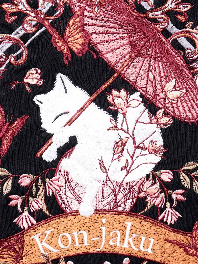 【今昔 -KON-JAKU-】“ビサンチンの花”ナナメZIPロングパーカー