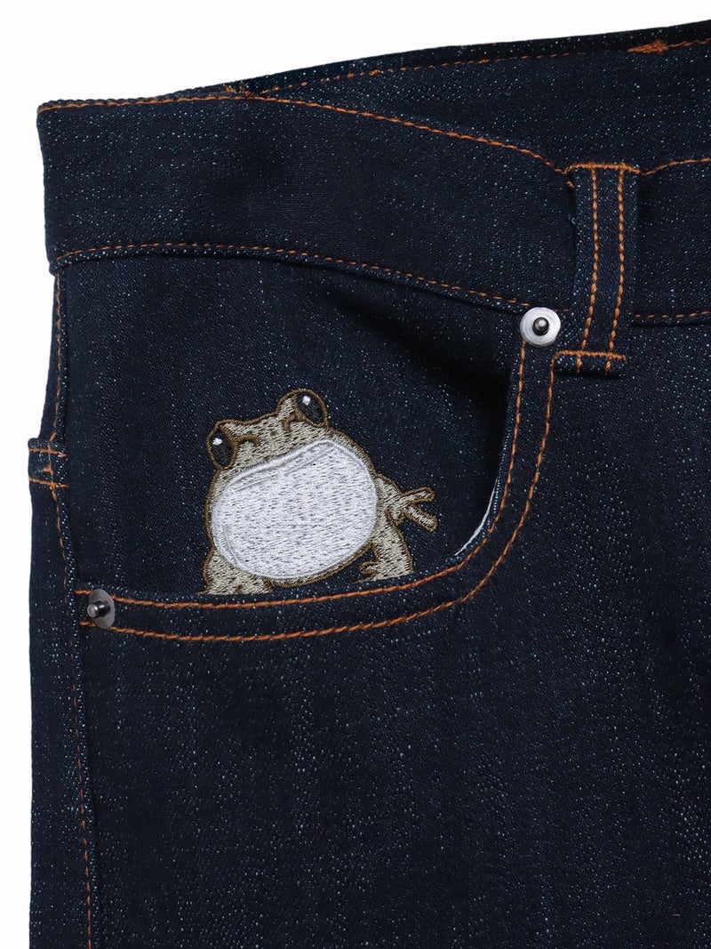 【今昔 -KON-JAKU-×参丸一】コラボ刺繍入りデニムパンツ