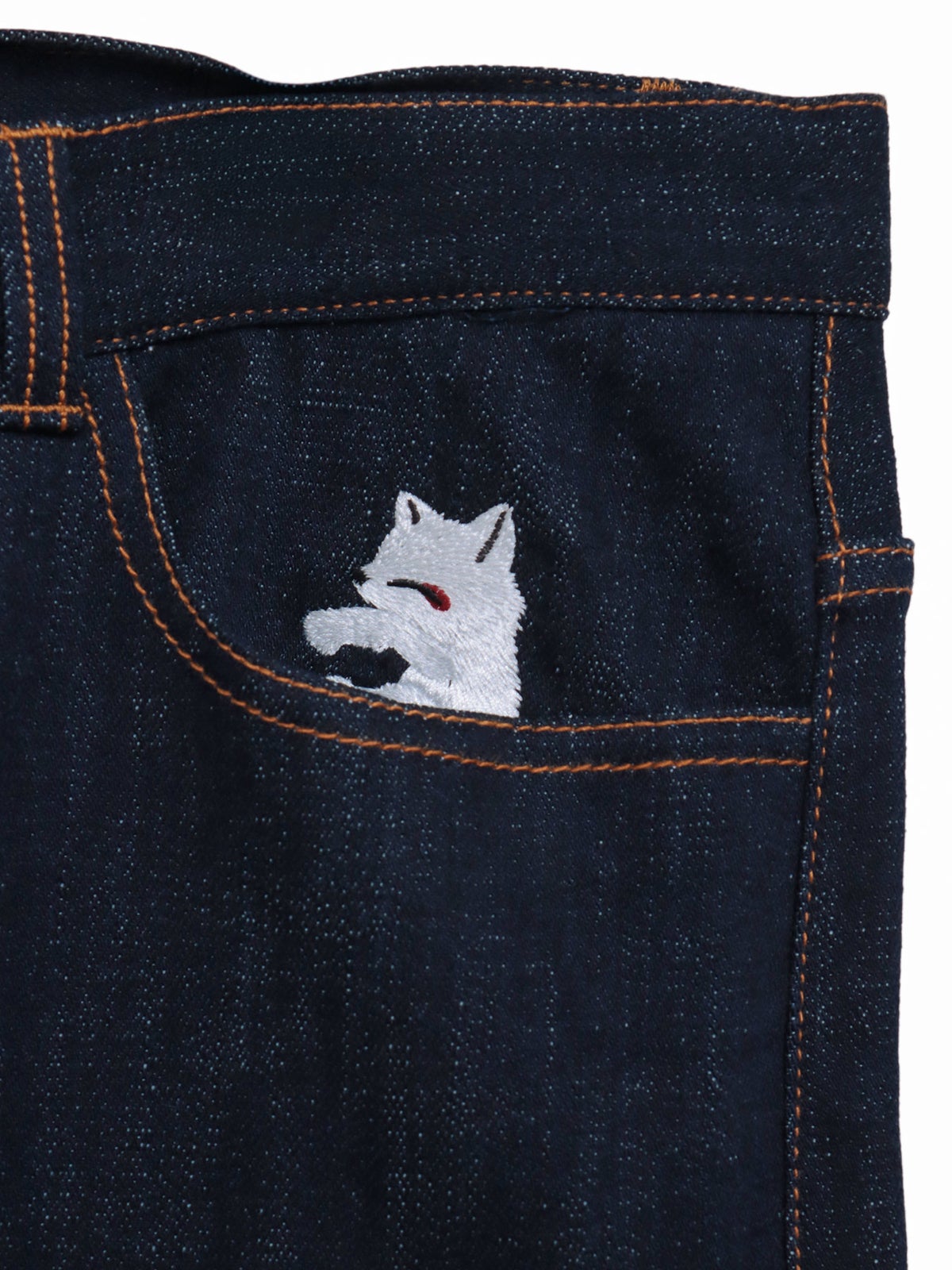 【今昔 -KON-JAKU-×参丸一】コラボ刺繍入りデニムパンツ