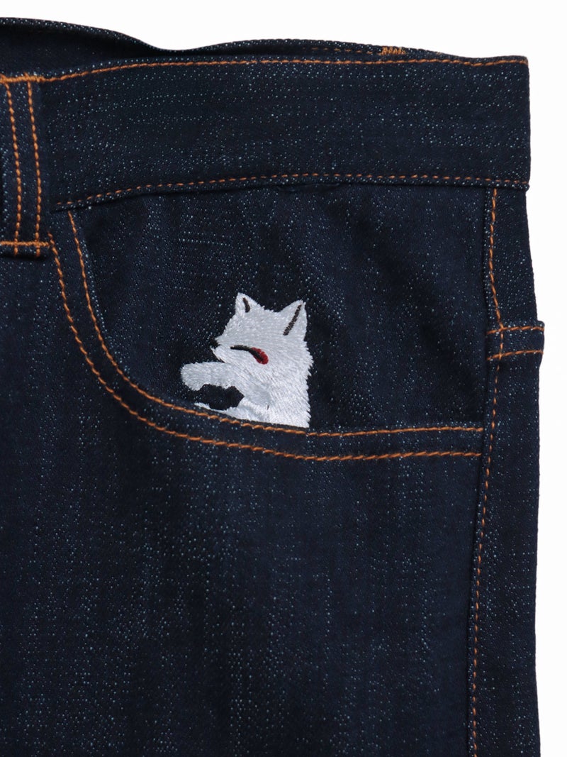 【今昔 -KON-JAKU-×参丸一】コラボ刺繍入りデニムパンツ