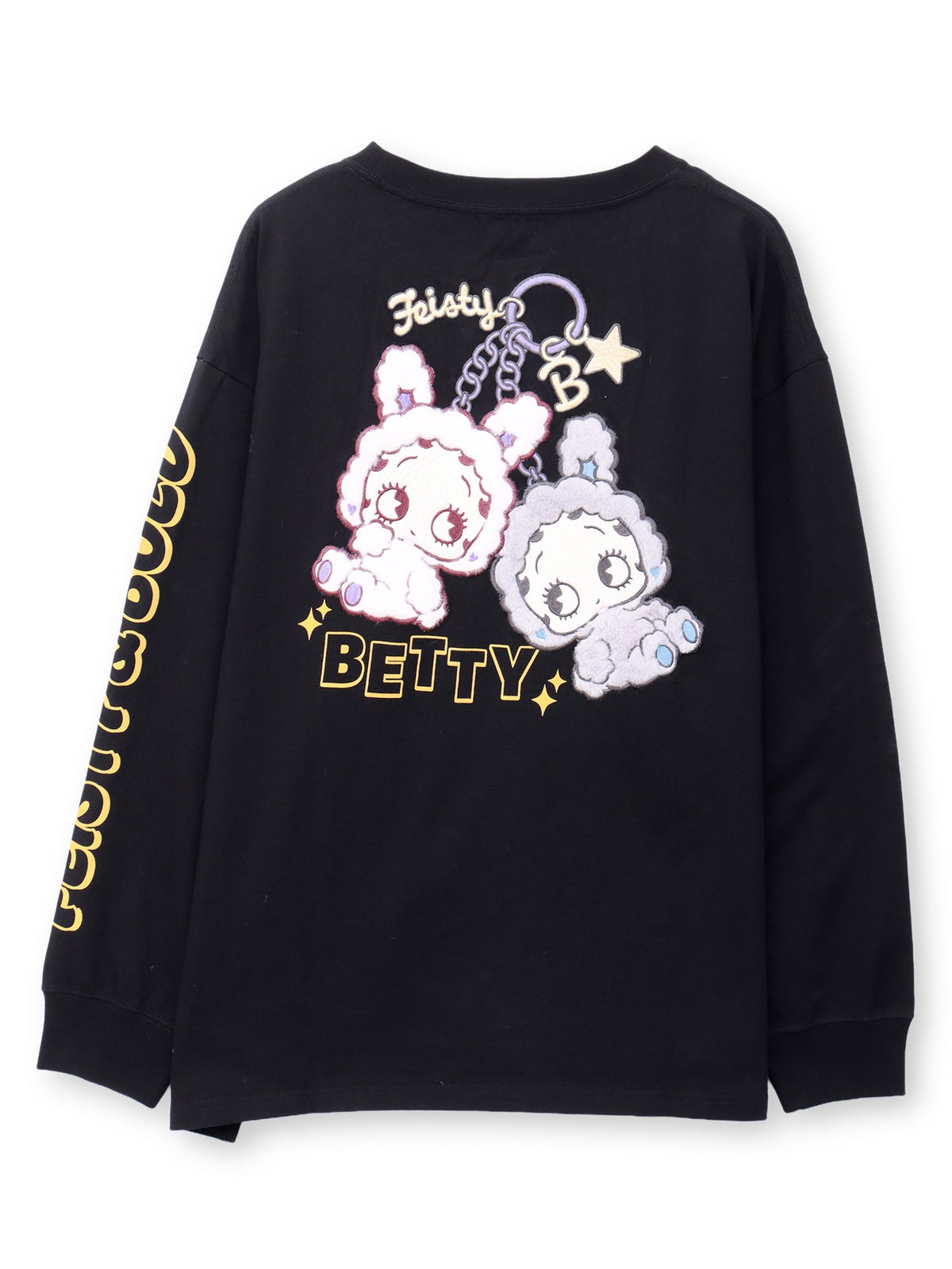【BETTY BOOP】“KEYベティ”刺繍入りファー素材切替ロンT