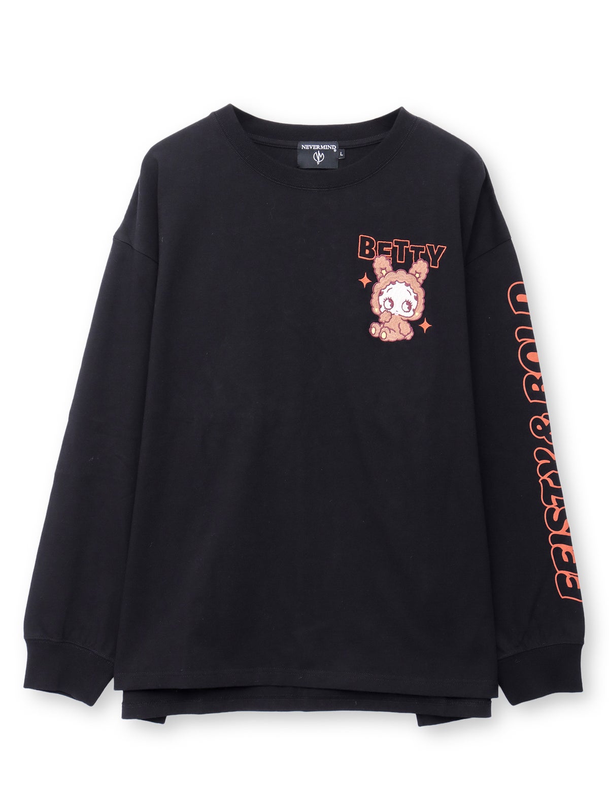 【BETTY BOOP】“KEYベティ”刺繍入りファー素材切替ロンT