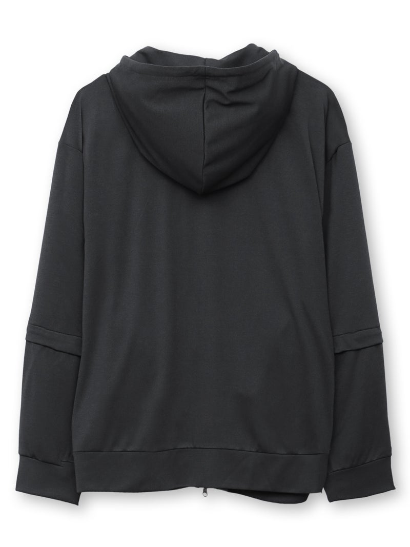 【雅結】“桜と雲”刺繍入り袖脱着ZIPパーカー