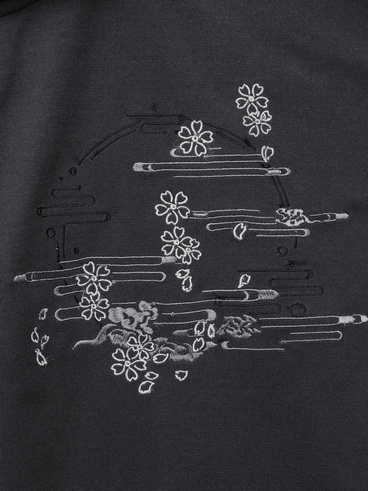 【雅結】“桜と雲”刺繍入り袖脱着ZIPパーカー