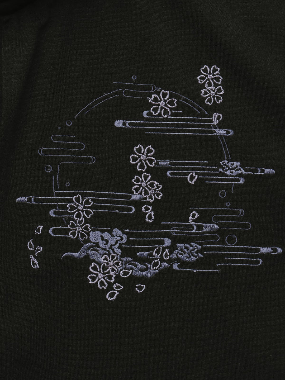 【雅結】“桜と雲”刺繍入り袖脱着ZIPパーカー