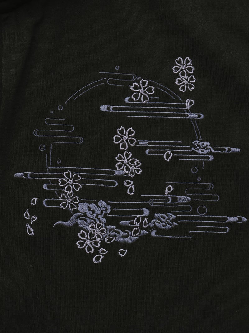 【雅結】“桜と雲”刺繍入り袖脱着ZIPパーカー