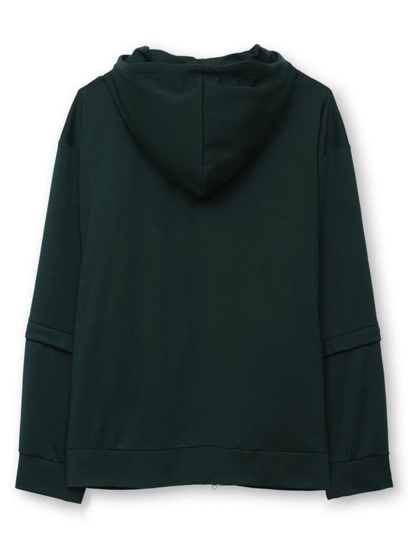 【雅結】“桜と雲”刺繍入り袖脱着ZIPパーカー