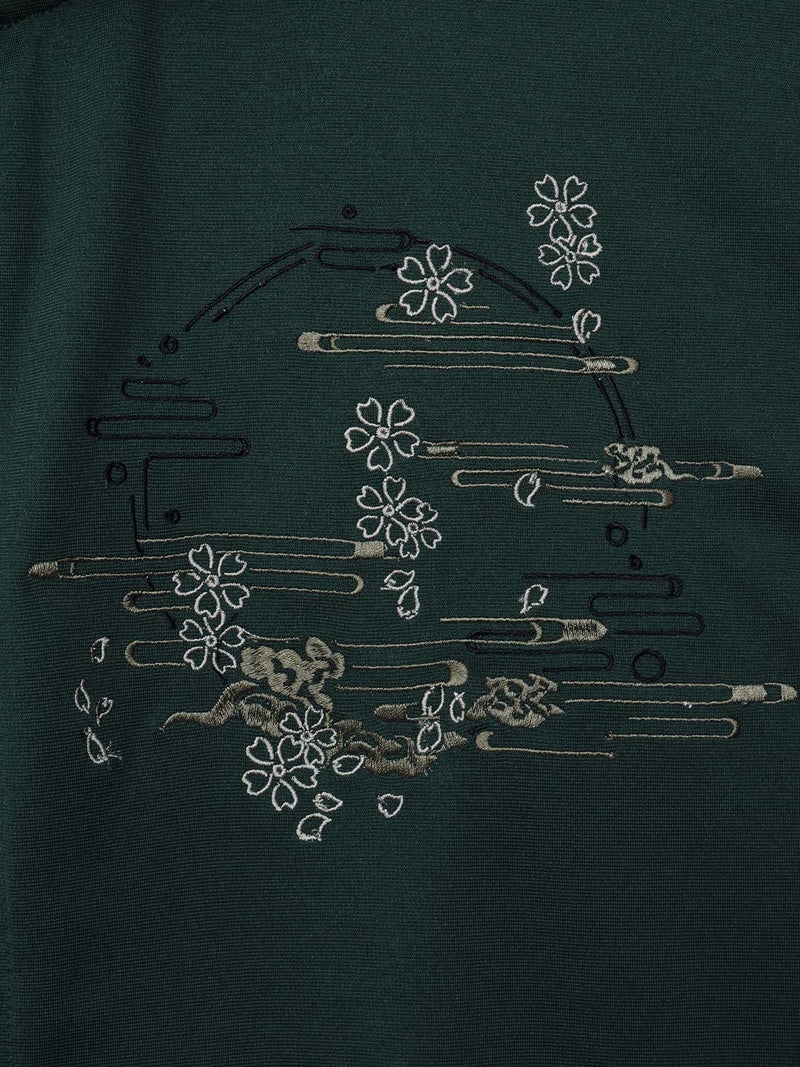 【雅結】“桜と雲”刺繍入り袖脱着ZIPパーカー