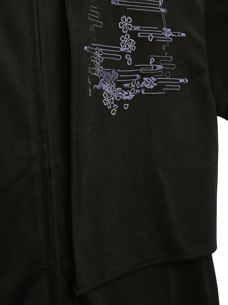 【雅結】“桜と雲”刺繍入り袖脱着ZIPパーカー
