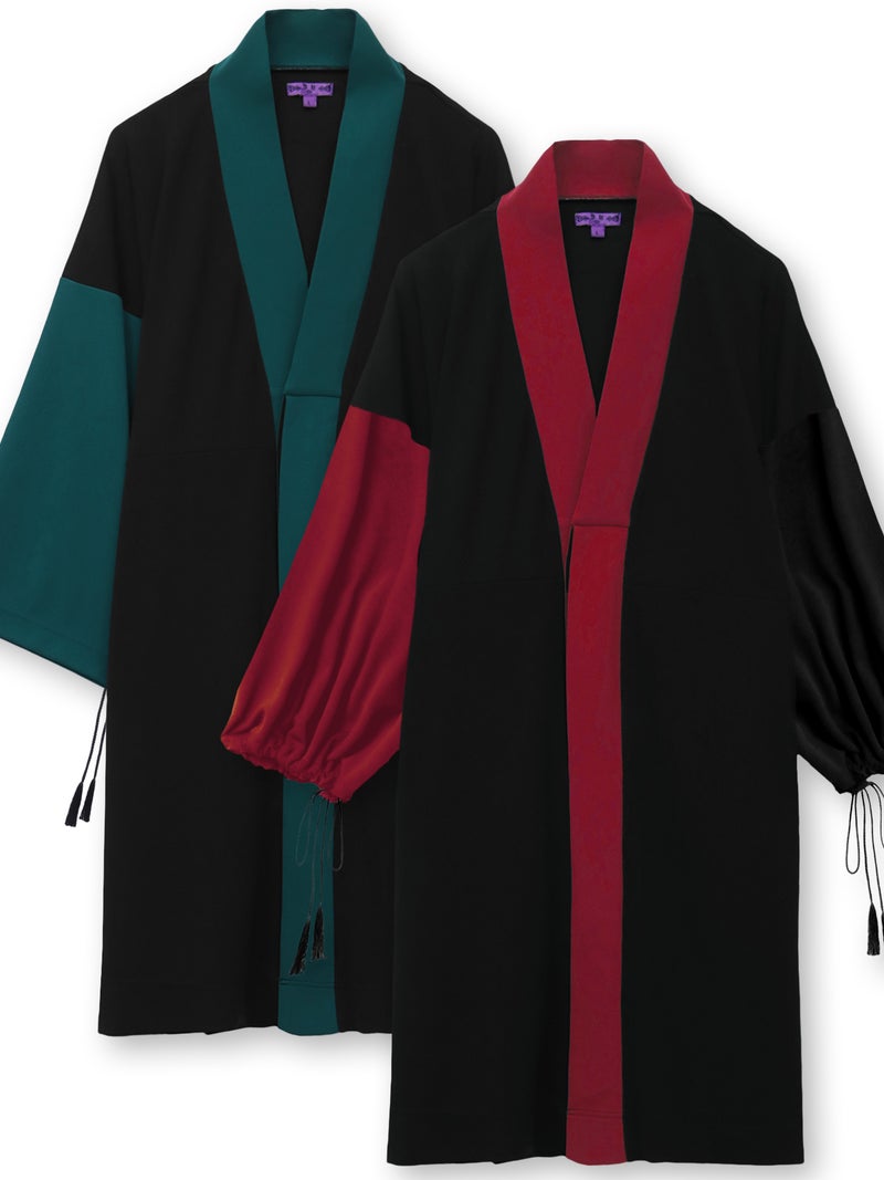 【雅結 -EN-】“無”切替羽織りロングカーディガン