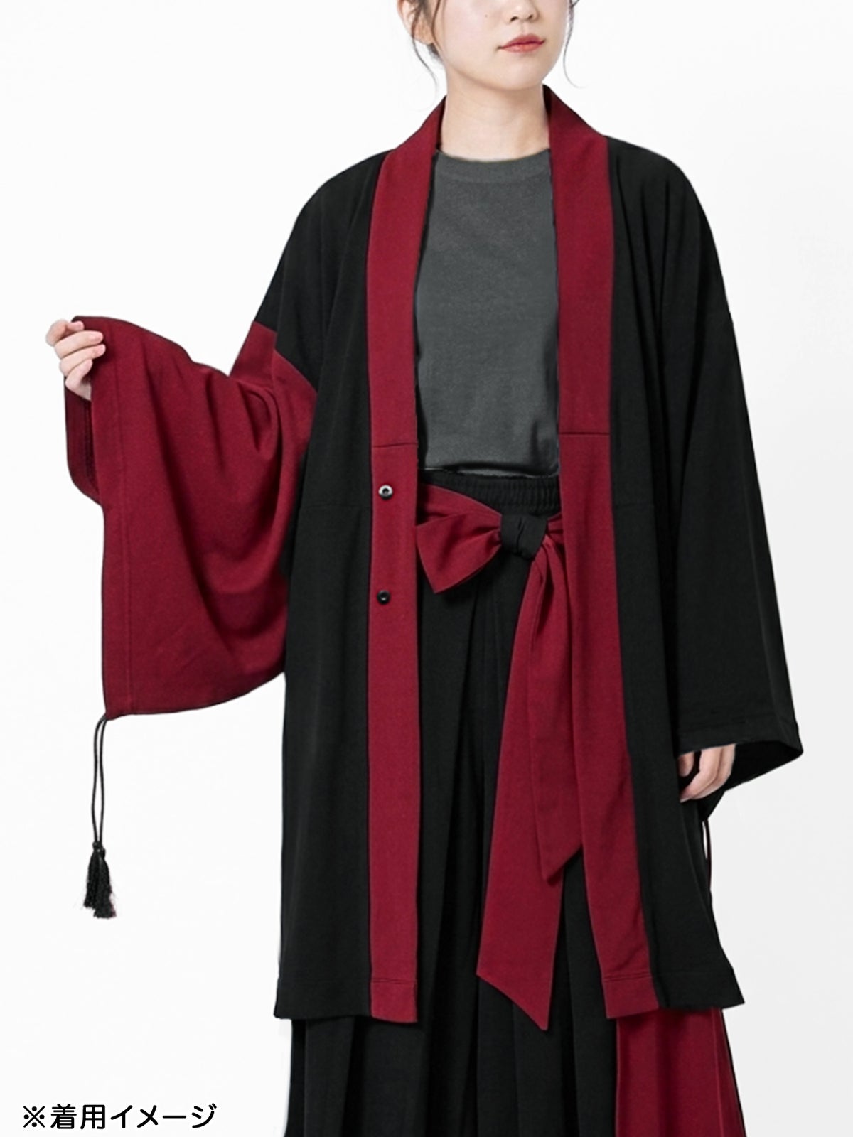 【雅結 -EN-】“無”切替羽織りロングカーディガン