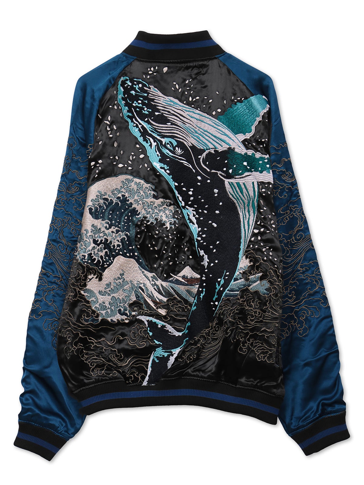 【絡繰魂・粋】“座頭鯨飛翔”総刺繍リバーシブルスカジャン