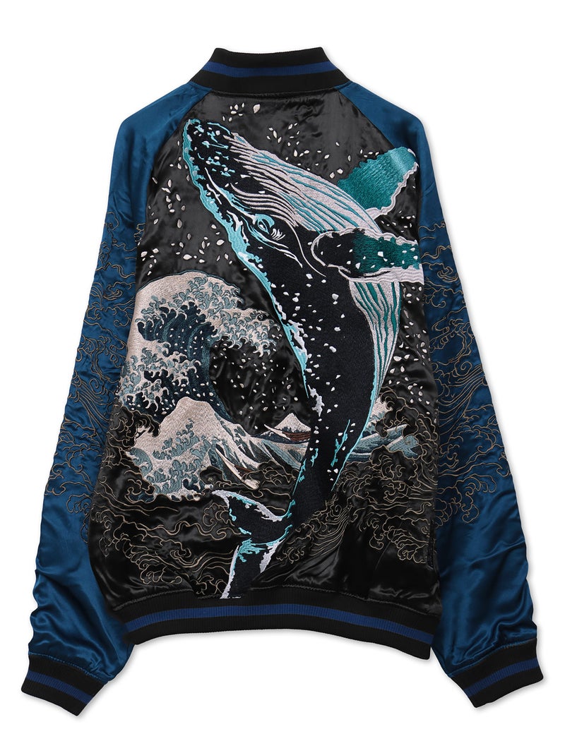 【絡繰魂・粋】“座頭鯨飛翔”総刺繍リバーシブルスカジャン