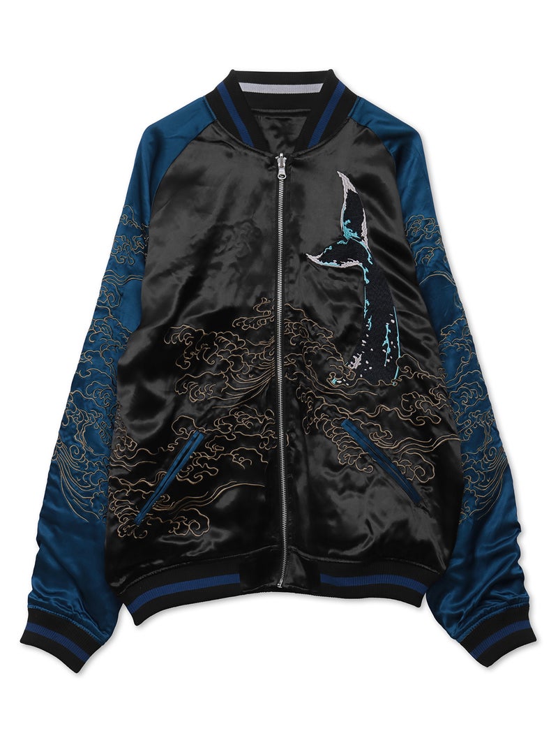 【絡繰魂・粋】“座頭鯨飛翔”総刺繍リバーシブルスカジャン