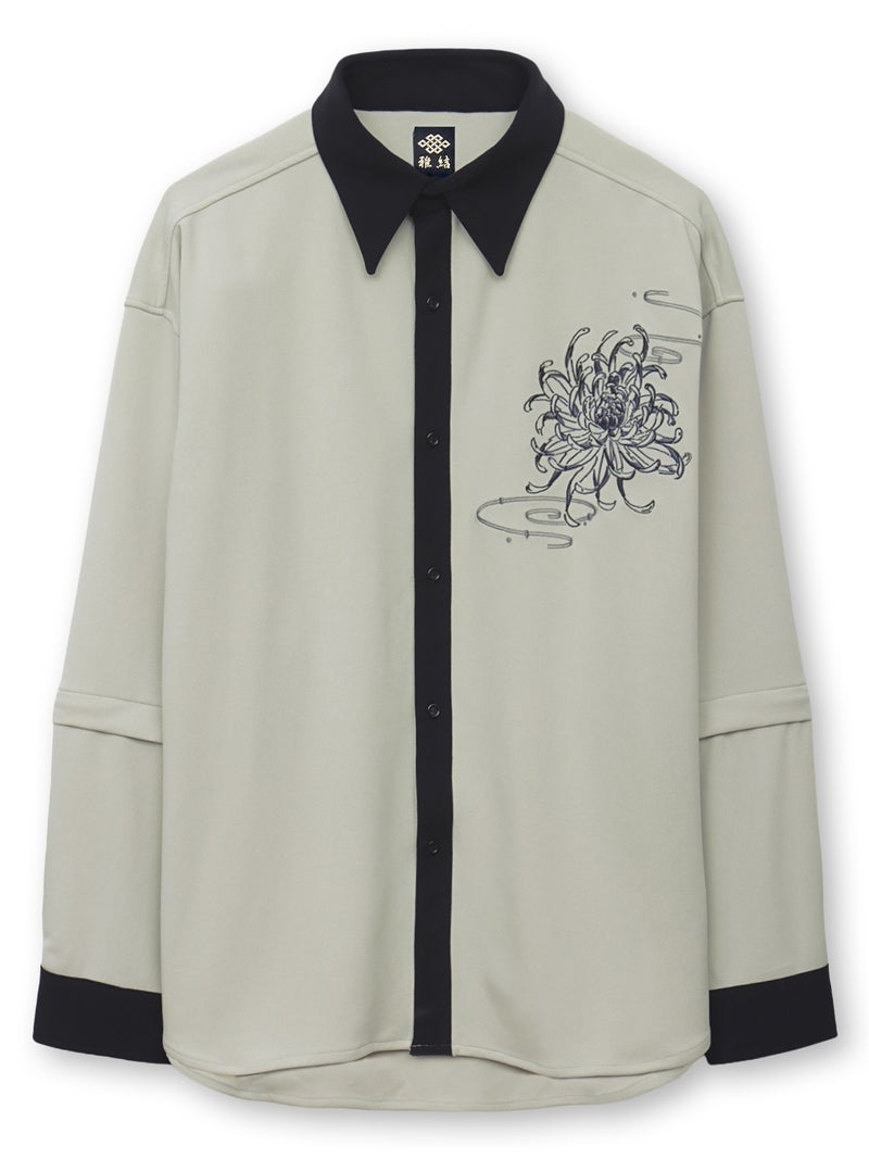 【雅結】菊刺繍袖脱着シャツ