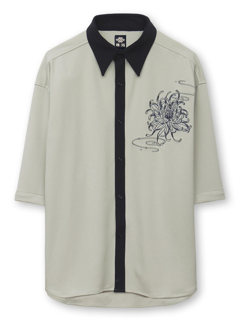 【雅結】菊刺繍袖脱着シャツ