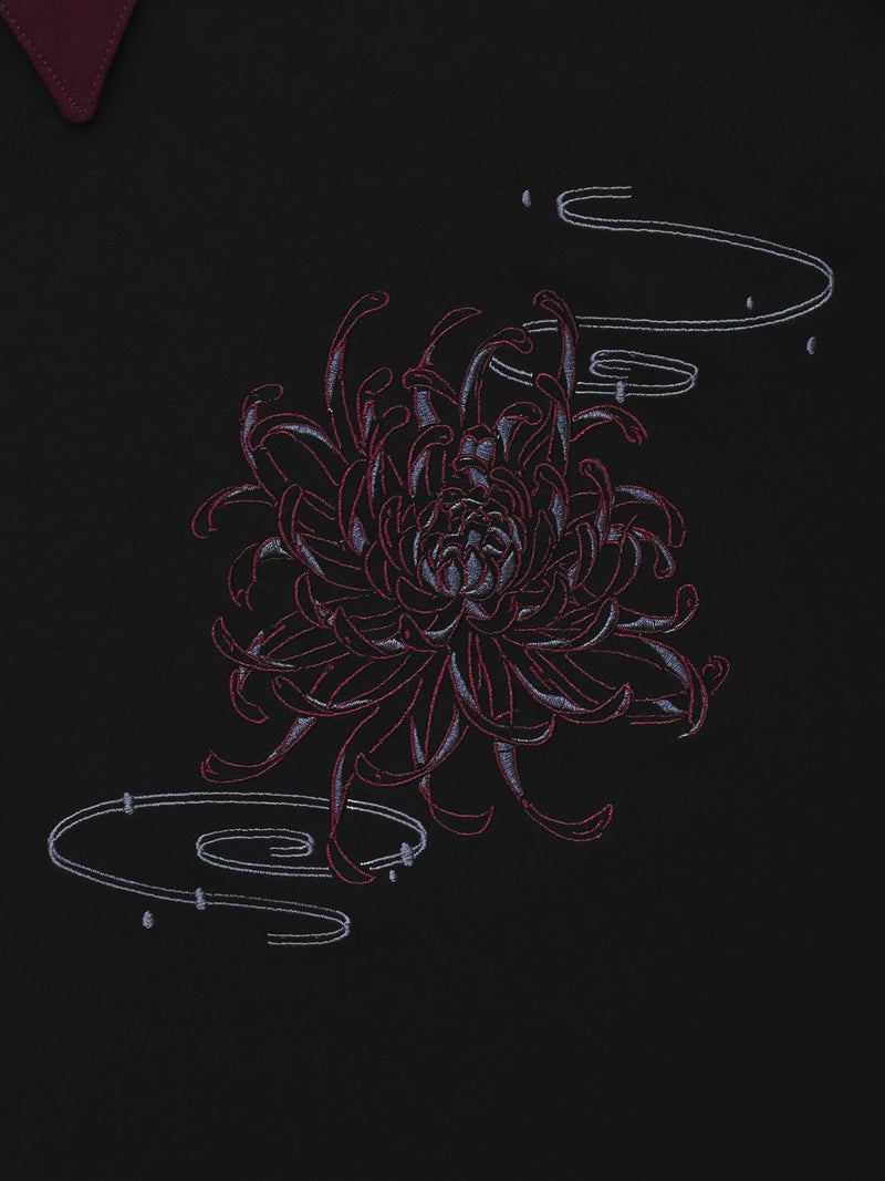 【雅結】菊刺繍袖脱着シャツ