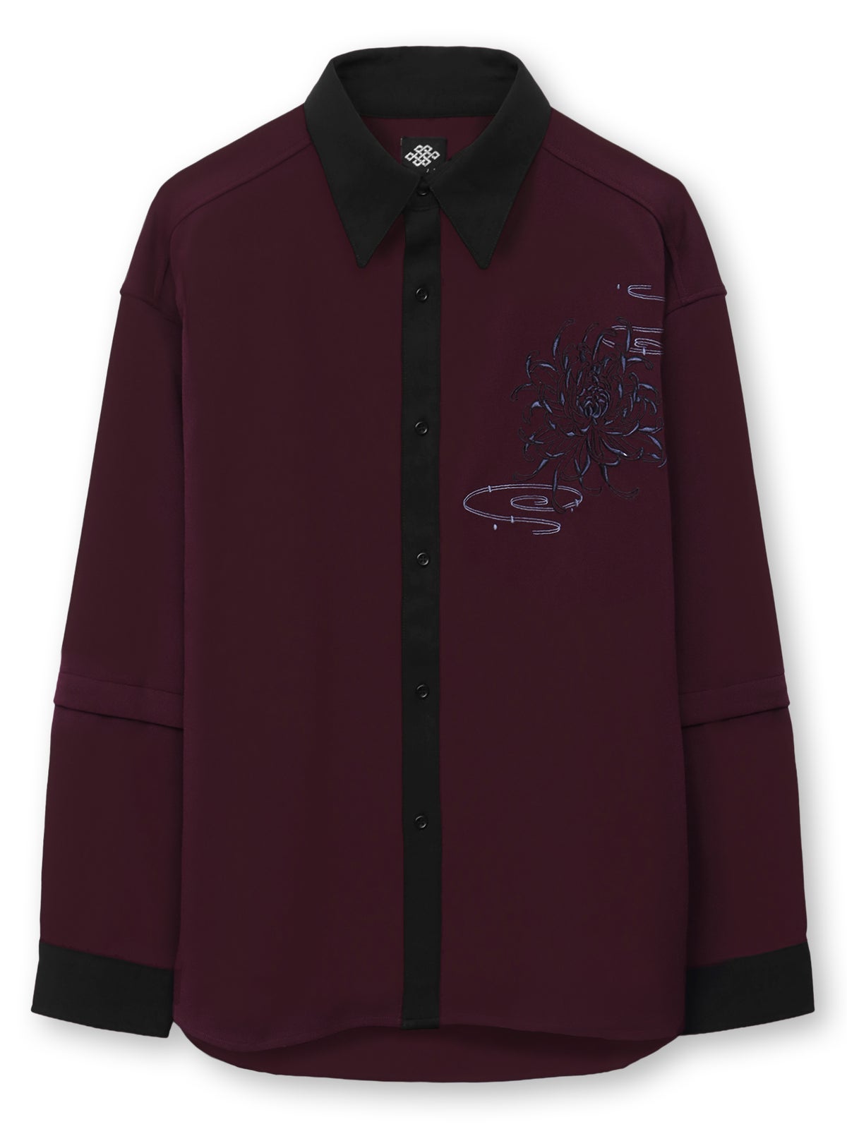 【雅結】菊刺繍袖脱着シャツ