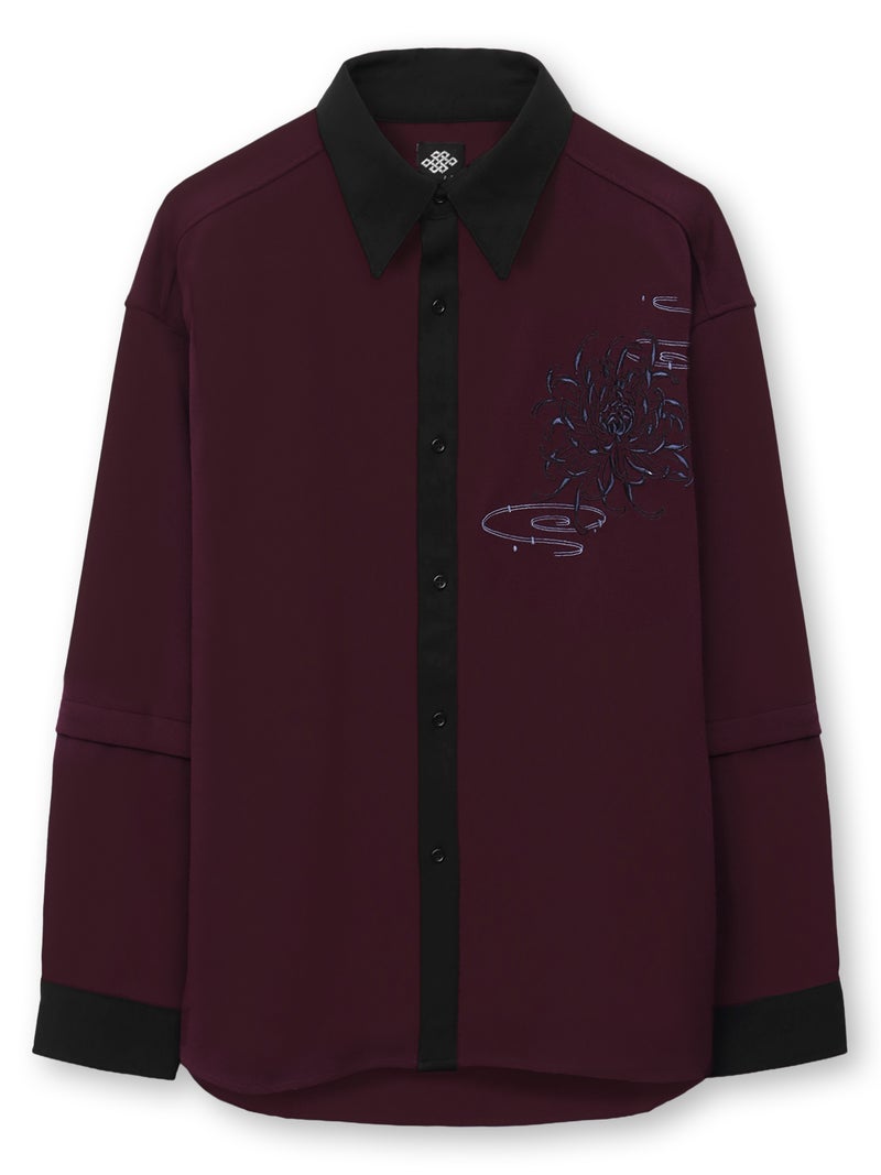 【雅結】菊刺繍袖脱着シャツ