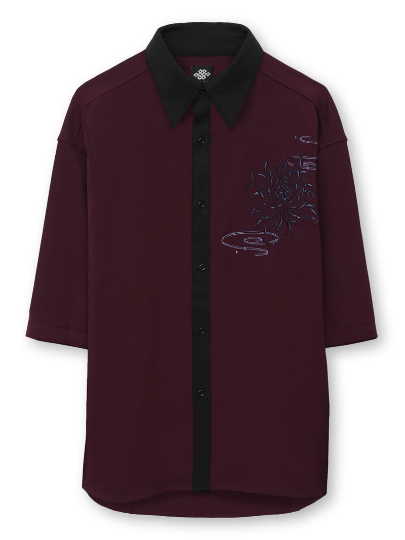 【雅結】菊刺繍袖脱着シャツ