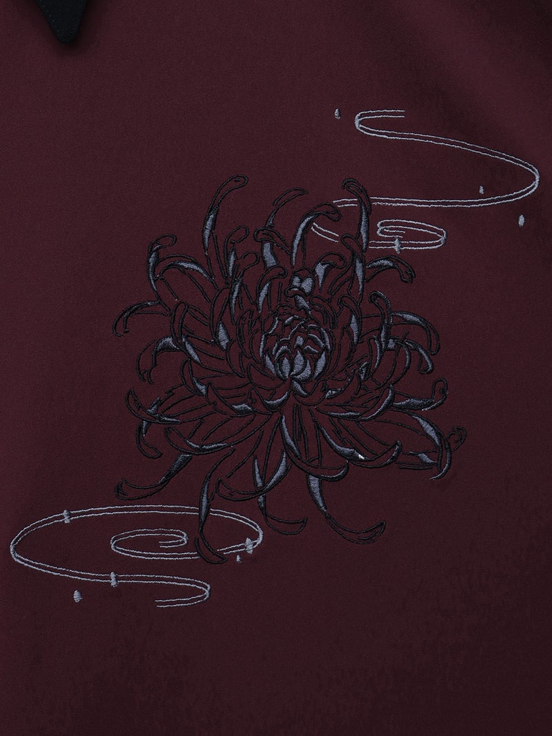 【雅結】菊刺繍袖脱着シャツ