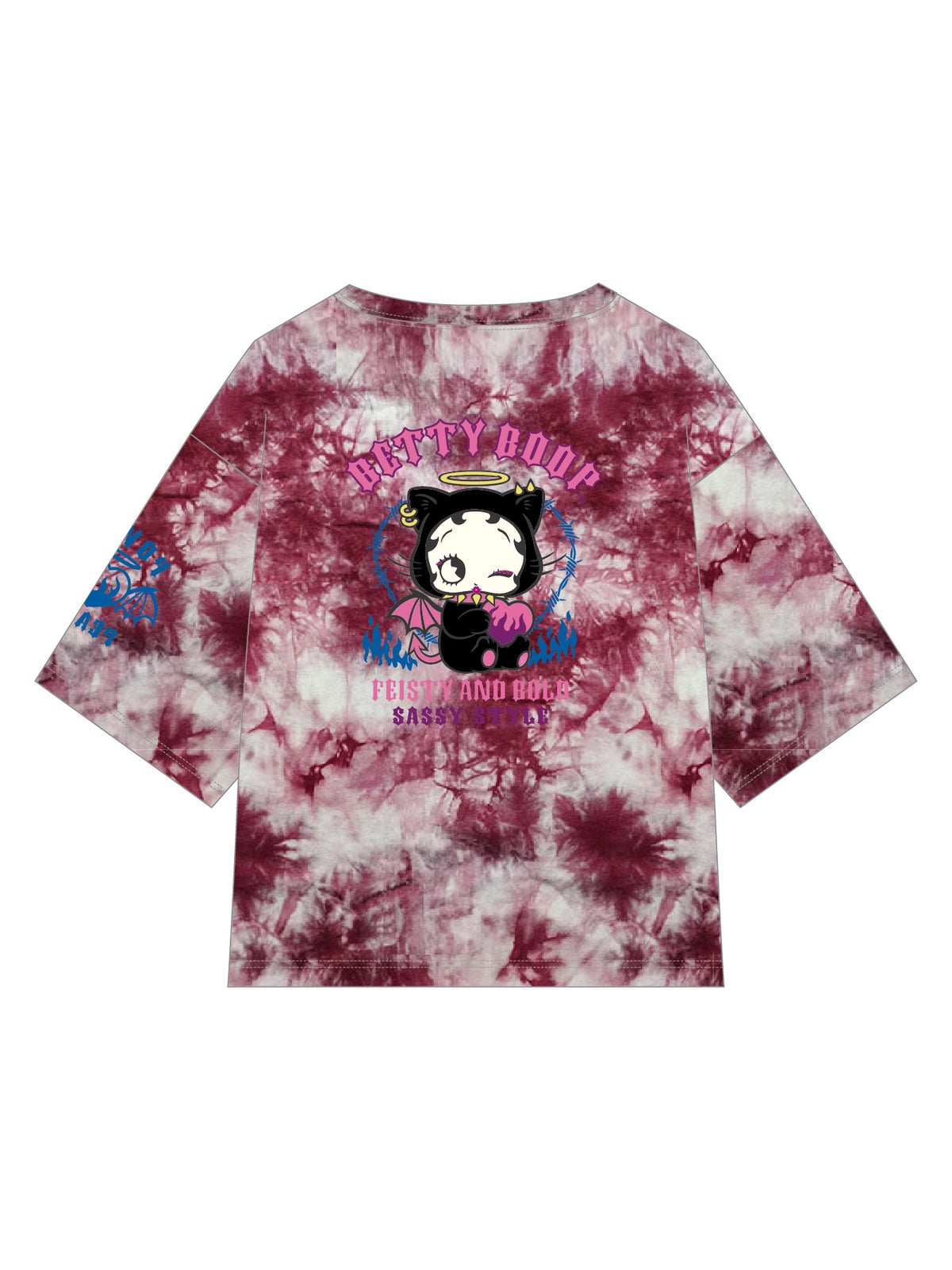 【BETTY BOOP】“DEVICAT”刺繍入りファー素材切替TEE