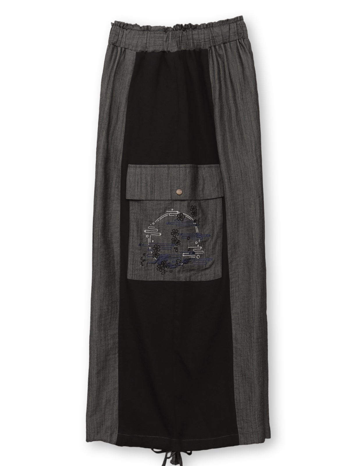 【雅結】“桜と雲”刺繍入りワイドカーゴパンツ