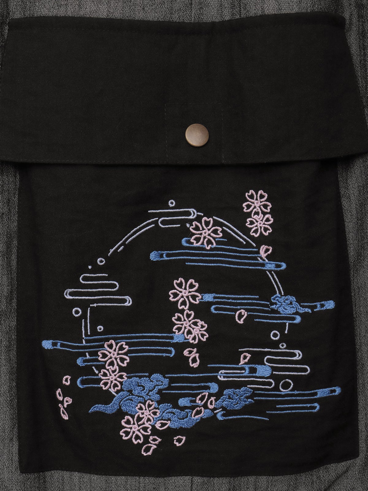 【雅結】“桜と雲”刺繍入りワイドカーゴパンツ