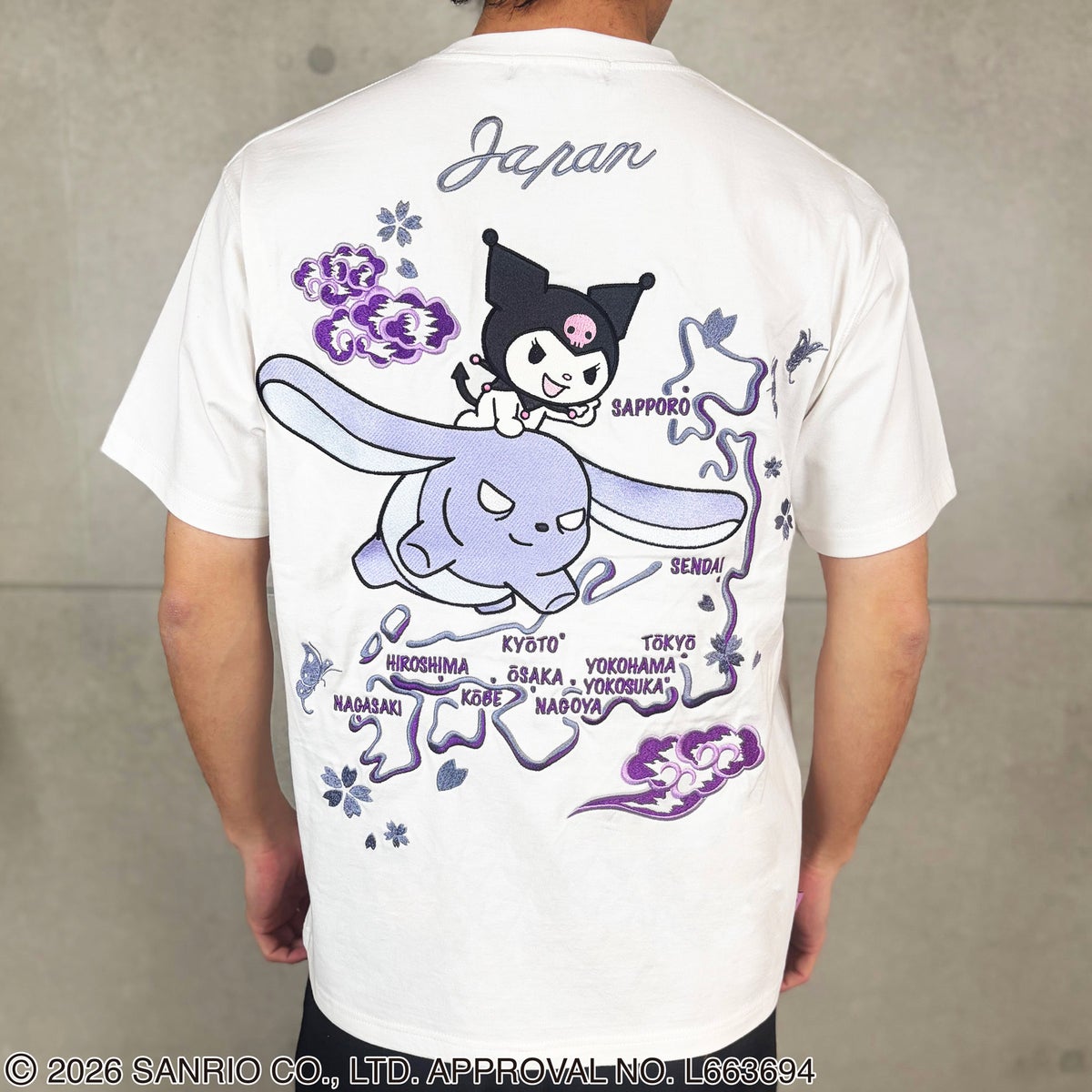 ＜予約＞【絡繰魂・粋×KUROMI】“KUROMI JAPAN”刺繍入りTシャツ