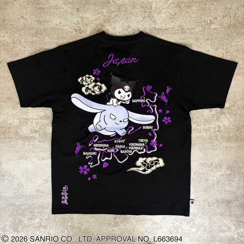 ＜予約＞【絡繰魂・粋×KUROMI】“KUROMI JAPAN”刺繍入りTシャツ