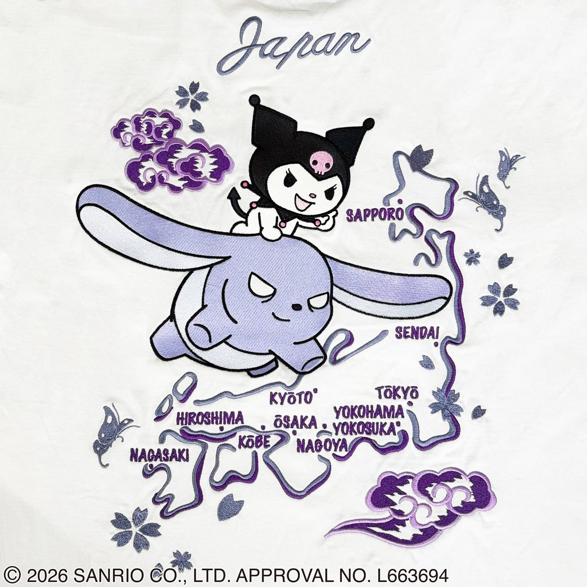 ＜予約＞【絡繰魂・粋×KUROMI】“KUROMI JAPAN”刺繍入りTシャツ