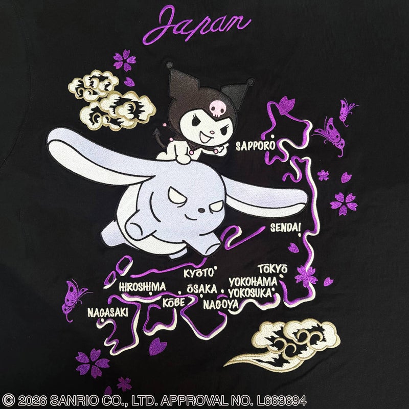 ＜予約＞【絡繰魂・粋×KUROMI】“KUROMI JAPAN”刺繍入りTシャツ