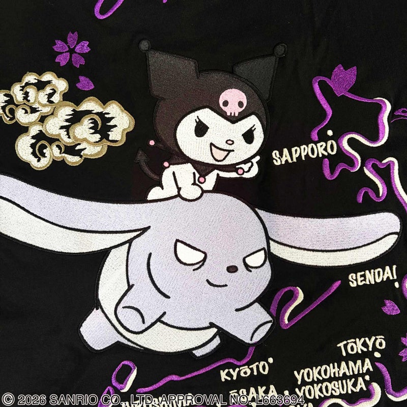 ＜予約＞【絡繰魂・粋×KUROMI】“KUROMI JAPAN”刺繍入りTシャツ