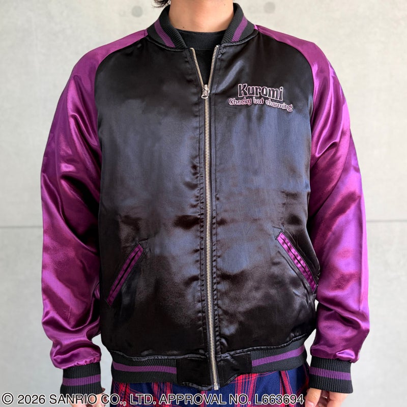 ＜予約＞【絡繰魂・粋×KUROMI】“KUROMI SAKURA”刺繍入りリバーシブルスカジャン