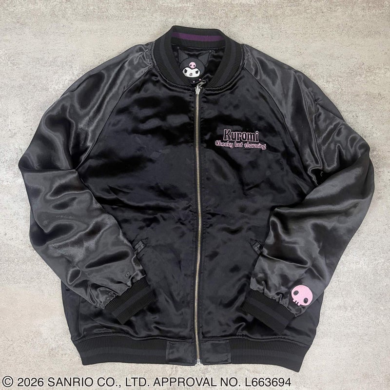 ＜予約＞【絡繰魂・粋×KUROMI】“KUROMI SAKURA”刺繍入りリバーシブルスカジャン