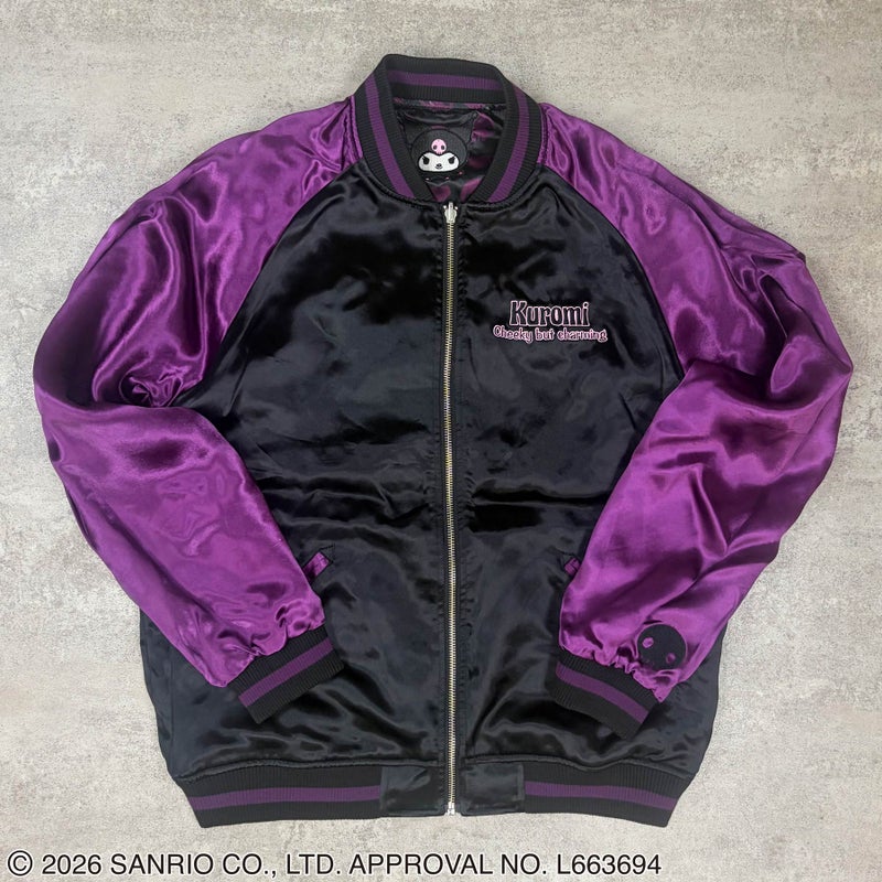 ＜予約＞【絡繰魂・粋×KUROMI】“KUROMI SAKURA”刺繍入りリバーシブルスカジャン