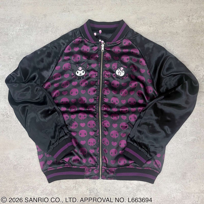 ＜予約＞【絡繰魂・粋×KUROMI】“KUROMI SAKURA”刺繍入りリバーシブルスカジャン