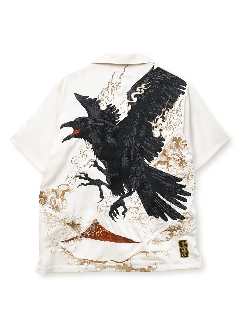 【絡繰魂・粋】“八咫烏”刺繍入り半袖シャツ