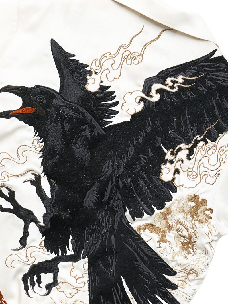 【絡繰魂・粋】“八咫烏”刺繍入り半袖シャツ
