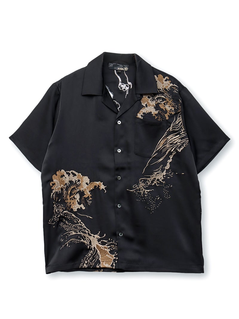 【絡繰魂・粋】“八咫烏”刺繍入り半袖シャツ