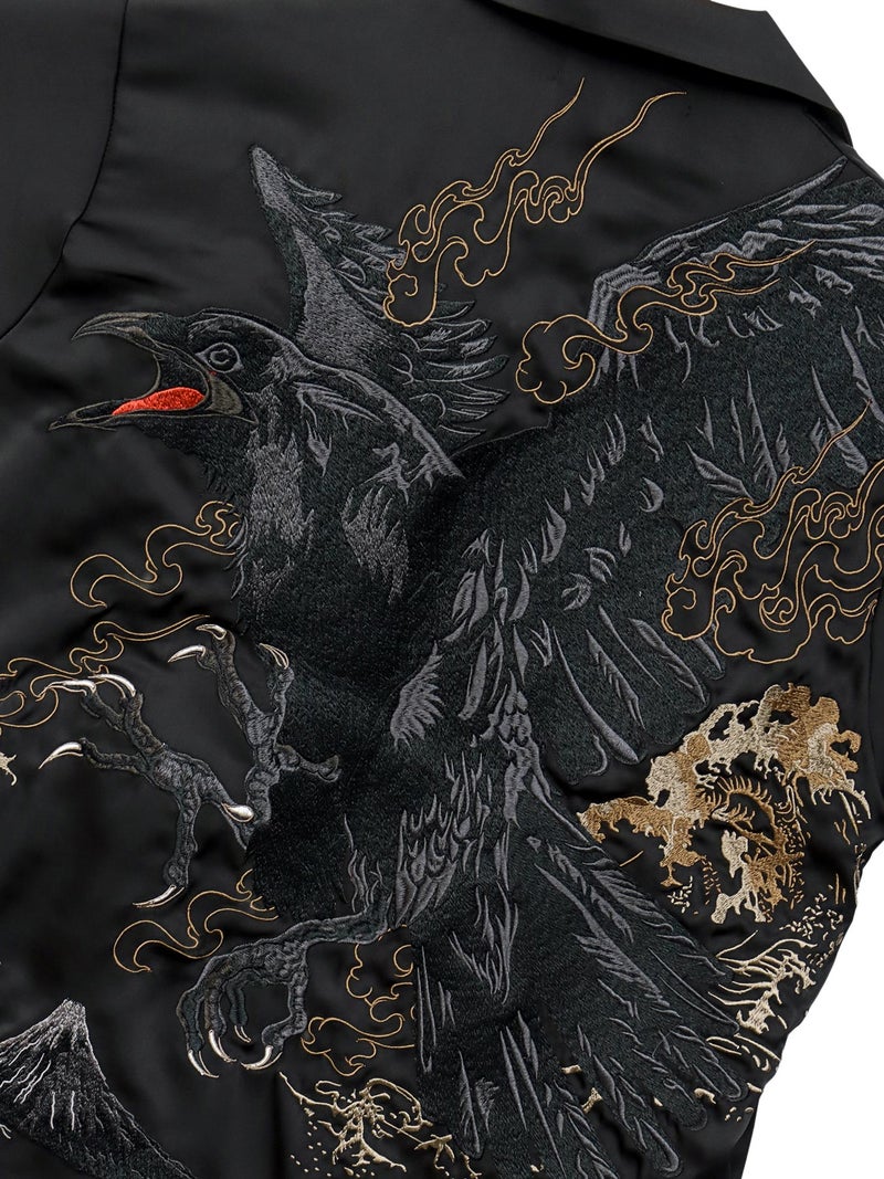 【絡繰魂・粋】“八咫烏”刺繍入り半袖シャツ