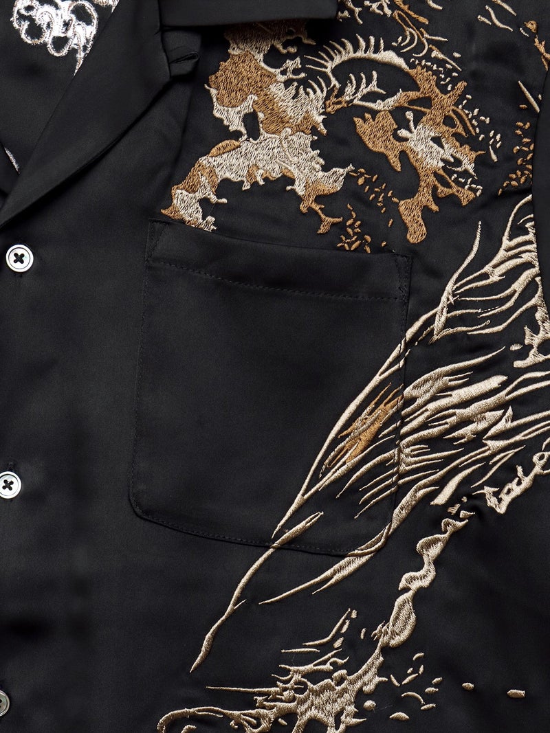 【絡繰魂・粋】“八咫烏”刺繍入り半袖シャツ