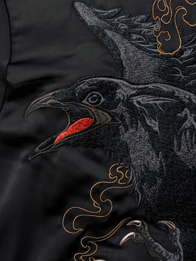 【絡繰魂・粋】“八咫烏”刺繍入り半袖シャツ