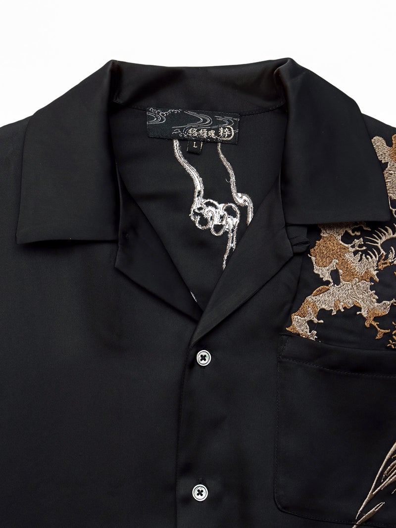 【絡繰魂・粋】“八咫烏”刺繍入り半袖シャツ
