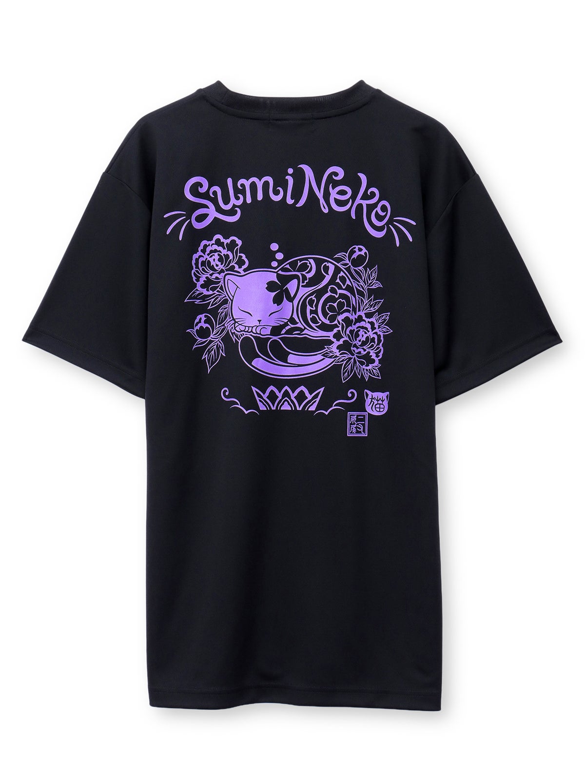 【SUMINEKO】“眠り墨猫”プリントDRY素材Tシャツ