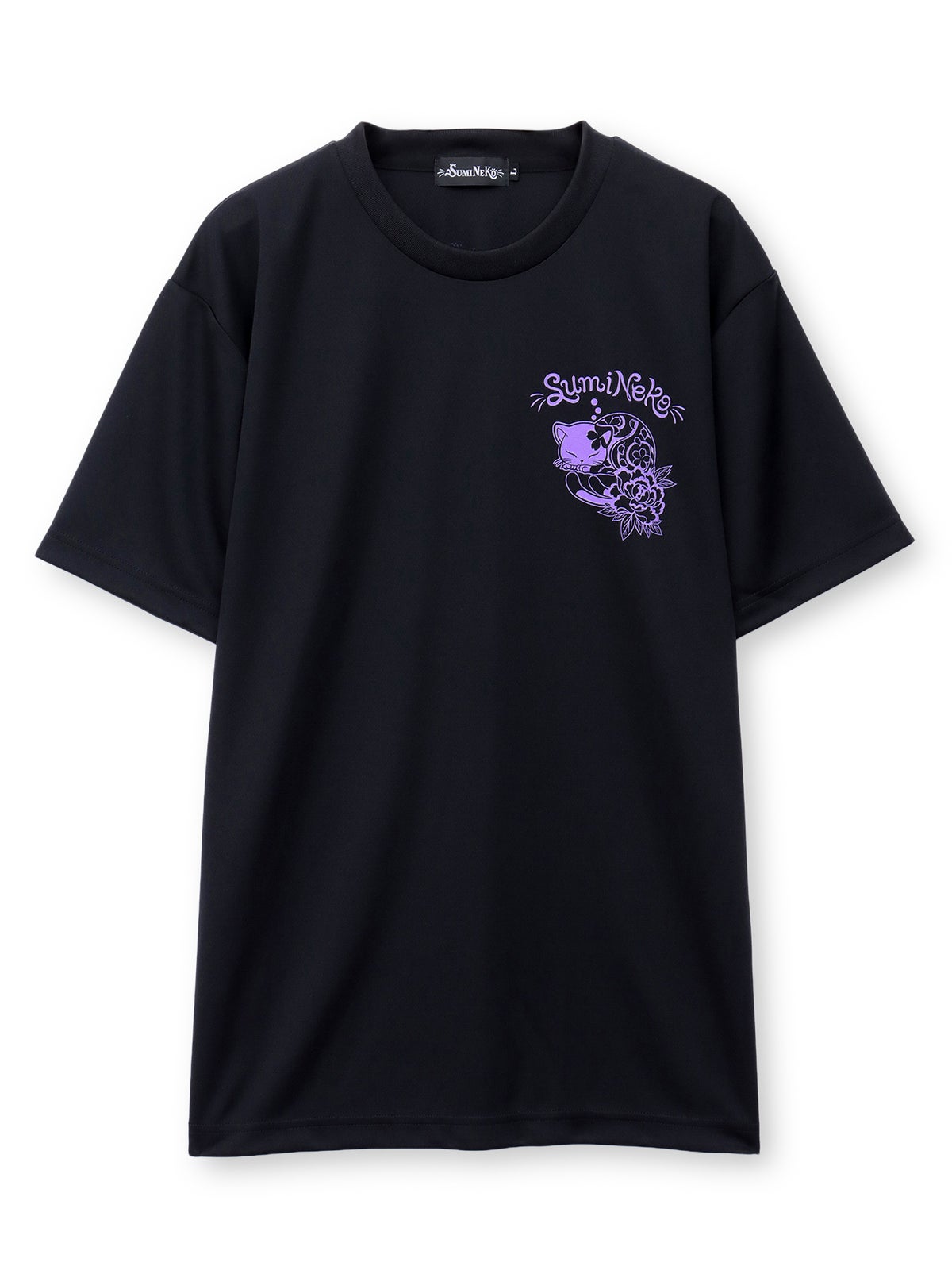 【SUMINEKO】“眠り墨猫”プリントDRY素材Tシャツ