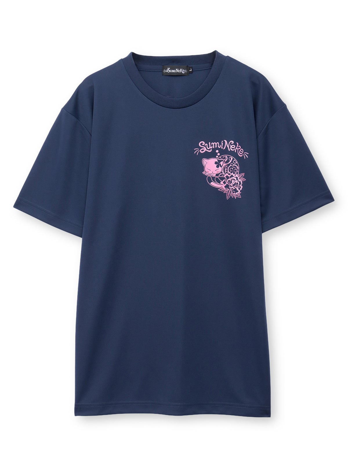 【SUMINEKO】“眠り墨猫”プリントDRY素材Tシャツ