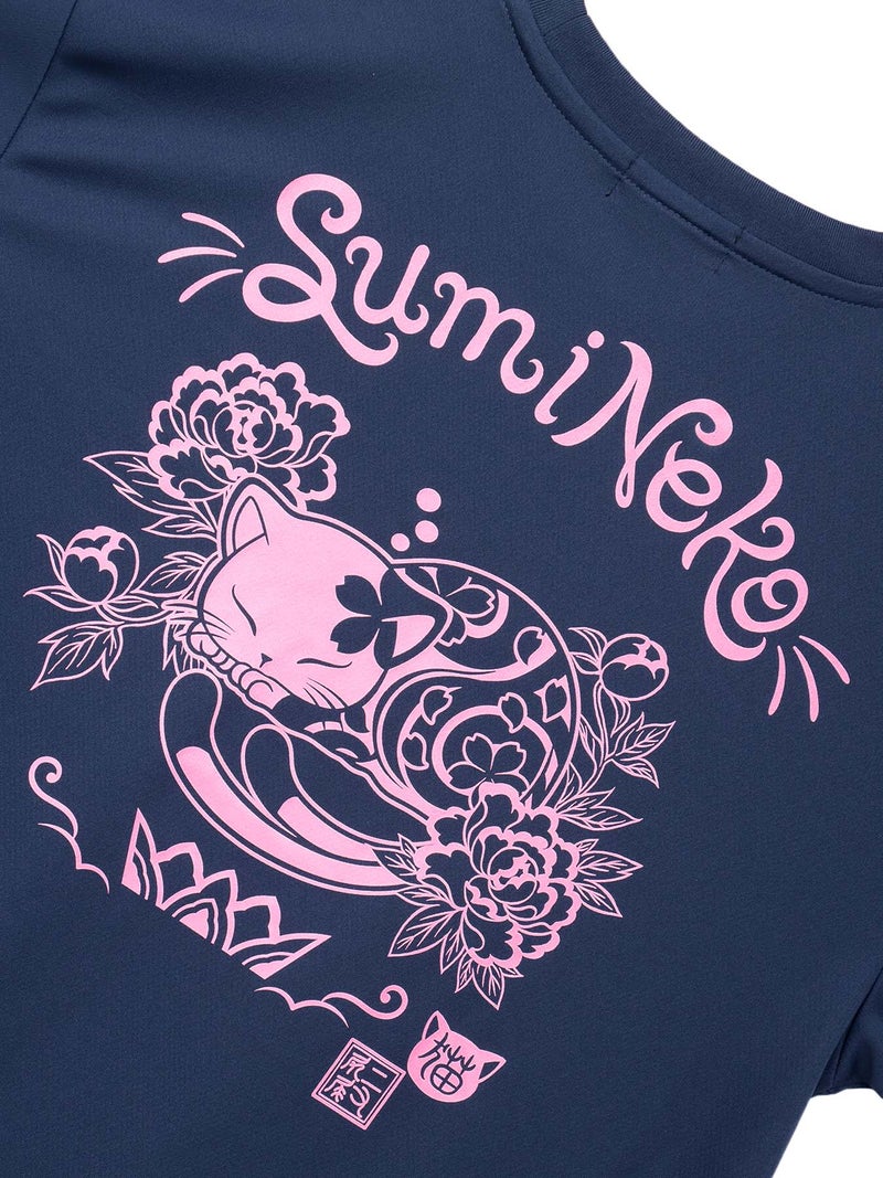 【SUMINEKO】“眠り墨猫”プリントDRY素材Tシャツ