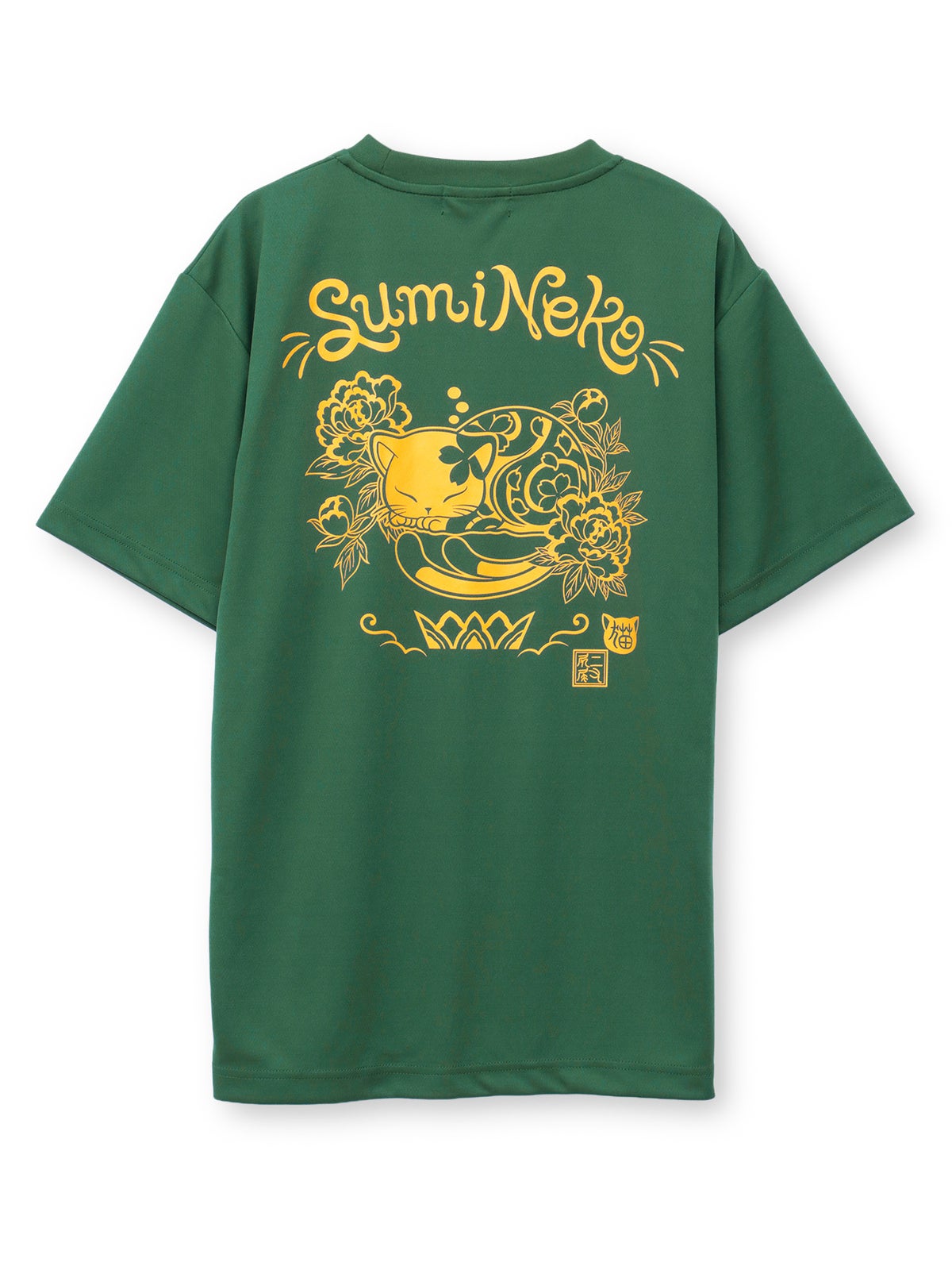【SUMINEKO】“眠り墨猫”プリントDRY素材Tシャツ