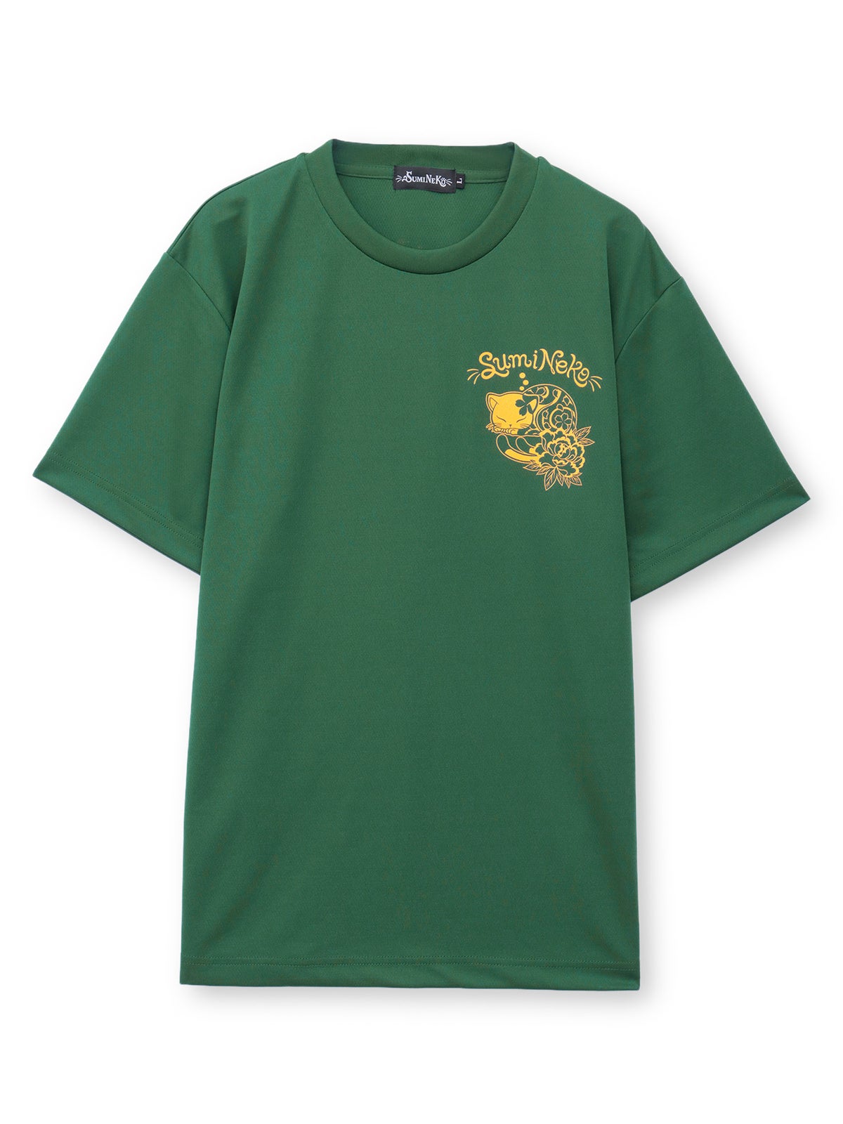 【SUMINEKO】“眠り墨猫”プリントDRY素材Tシャツ